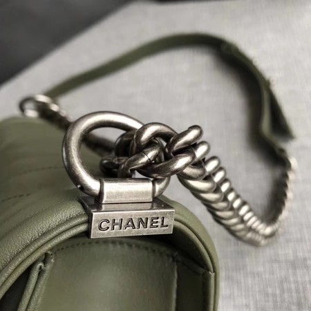 Boy Chanel Flap Bag Original Chevron Leather A67086V Green Boy Chanel Flap Bag Original Chevron Leather A67086V Green