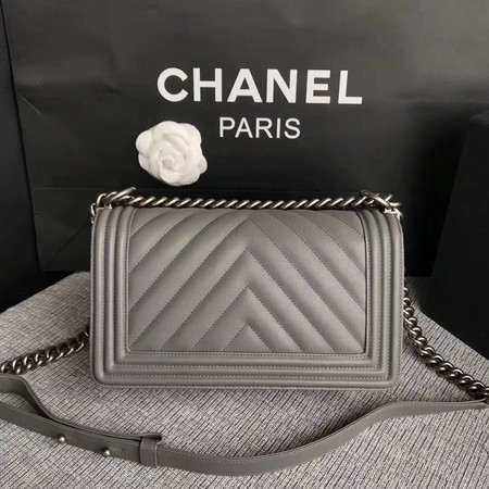 Boy Chanel Flap Bag Original Chevron Leather A67086V Grey Boy Chanel Flap Bag Original Chevron Leather A67086V Grey
