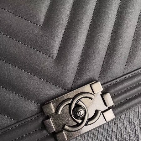 Boy Chanel Flap Bag Original Chevron Leather A67086V Grey Boy Chanel Flap Bag Original Chevron Leather A67086V Grey
