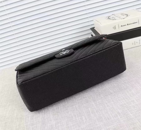 Chanel Maxi Quilted Classic Flap Bag Black Chevron Cannage Pattern A58601 Silver Chanel Maxi Quilted Classic Flap Bag Black Chevron Cannage Pattern A58601 Silver