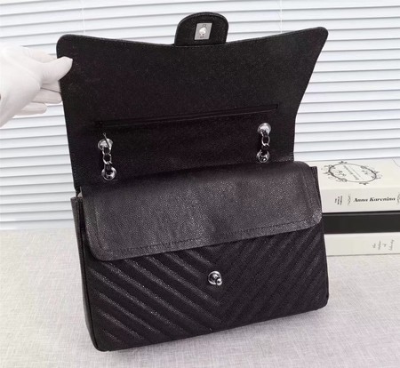 Chanel Maxi Quilted Classic Flap Bag Black Chevron Cannage Pattern A58601 Silver Chanel Maxi Quilted Classic Flap Bag Black Chevron Cannage Pattern A58601 Silver