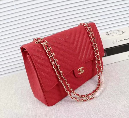 Chanel Maxi Quilted Classic Flap Bag Red Chevron Cannage Pattern A58601 Gold Chanel Maxi Quilted Classic Flap Bag Red Chevron Cannage Pattern A58601 Gold