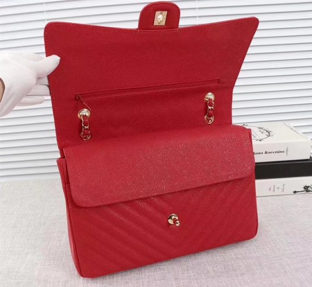 Chanel Maxi Quilted Classic Flap Bag Red Chevron Cannage Pattern A58601 Gold Chanel Maxi Quilted Classic Flap Bag Red Chevron Cannage Pattern A58601 Gold