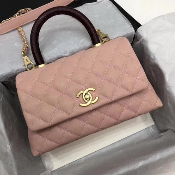 Chanel Classic Top Handle Bag Pink Cannage Pattern A92290 Wine Chanel Classic Top Handle Bag Pink Cannage Pattern A92290 Wine