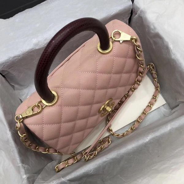 Chanel Classic Top Handle Bag Pink Cannage Pattern A92290 Wine Chanel Classic Top Handle Bag Pink Cannage Pattern A92290 Wine