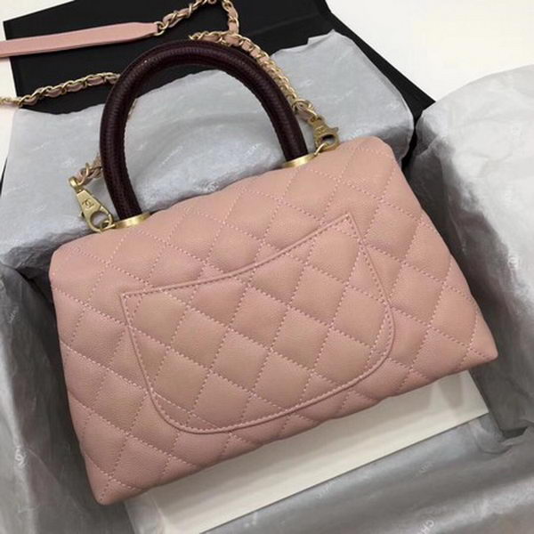 Chanel Classic Top Handle Bag Pink Cannage Pattern A92290 Wine Chanel Classic Top Handle Bag Pink Cannage Pattern A92290 Wine