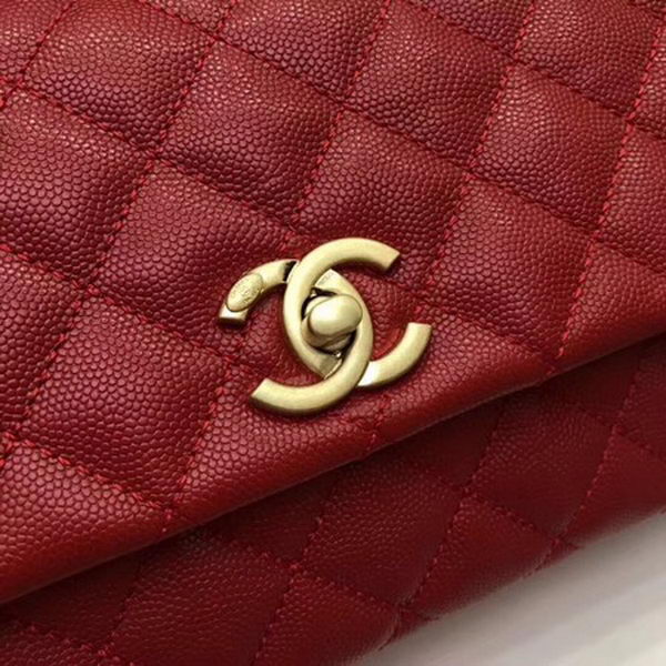 Chanel Classic Top Handle Bag Red Cannage Pattern A92290 Gold Chanel Classic Top Handle Bag Red Cannage Pattern A92290 Gold