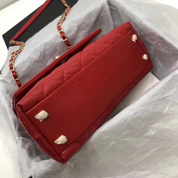 Chanel Classic Top Handle Bag Red Cannage Pattern A92290 Gold Chanel Classic Top Handle Bag Red Cannage Pattern A92290 Gold