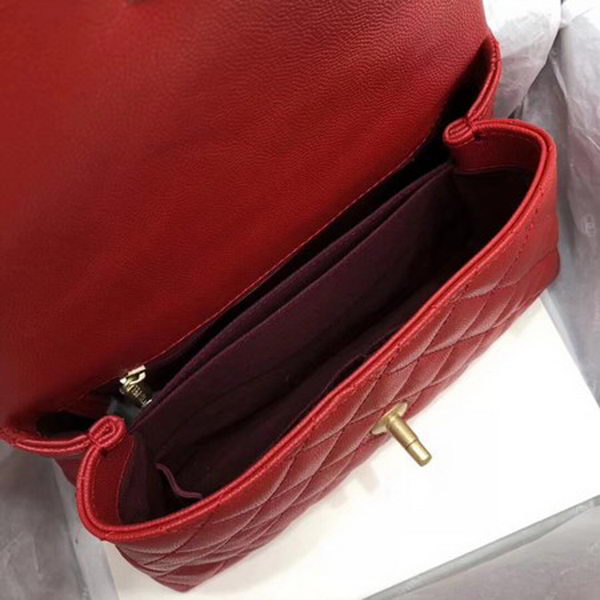 Chanel Classic Top Handle Bag Red Cannage Pattern A92290 Gold Chanel Classic Top Handle Bag Red Cannage Pattern A92290 Gold