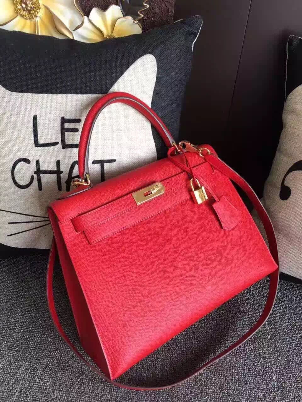 Hermes Kelly 28cm Shoulder Bags espom leather Red Hermes Kelly 28cm Shoulder Bags espom leather Red