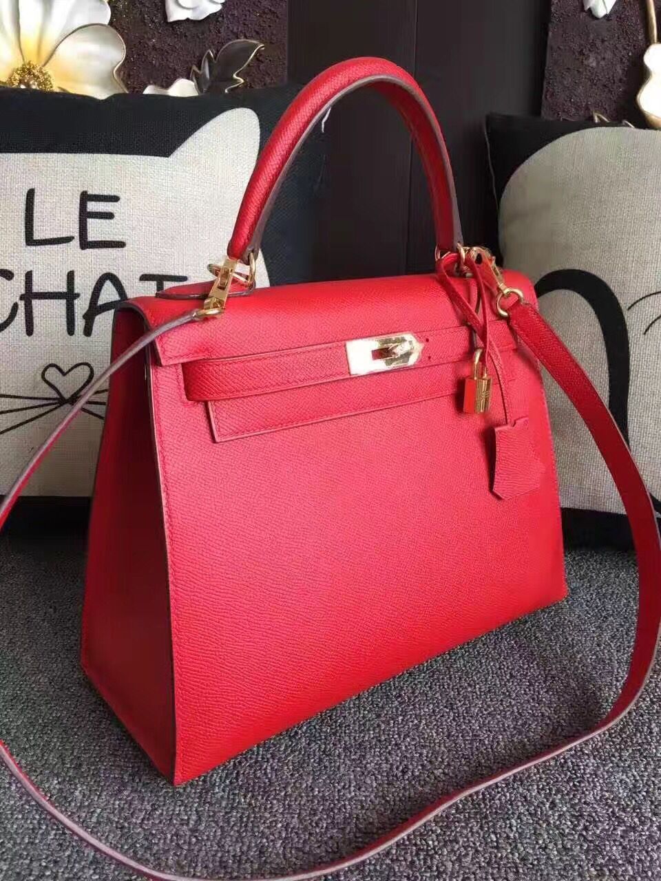 Hermes Kelly 28cm Shoulder Bags espom leather Red Hermes Kelly 28cm Shoulder Bags espom leather Red