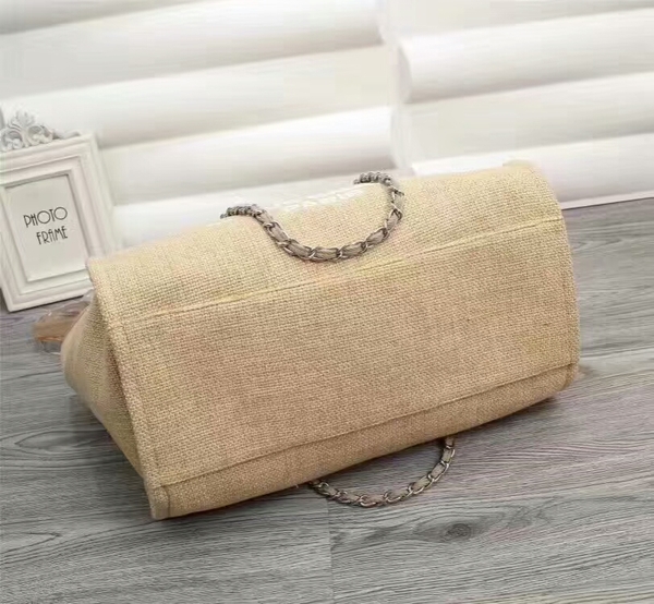 Chanel Canvas Leather Tote Shopping Bag 68047B Chanel Canvas Leather Tote Shopping Bag 68047B