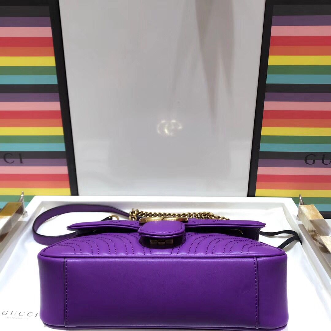 Gucci GG Marmont Sheenskin Shoulder Bag 443497A purple Gucci GG Marmont Sheenskin Shoulder Bag 443497A purple