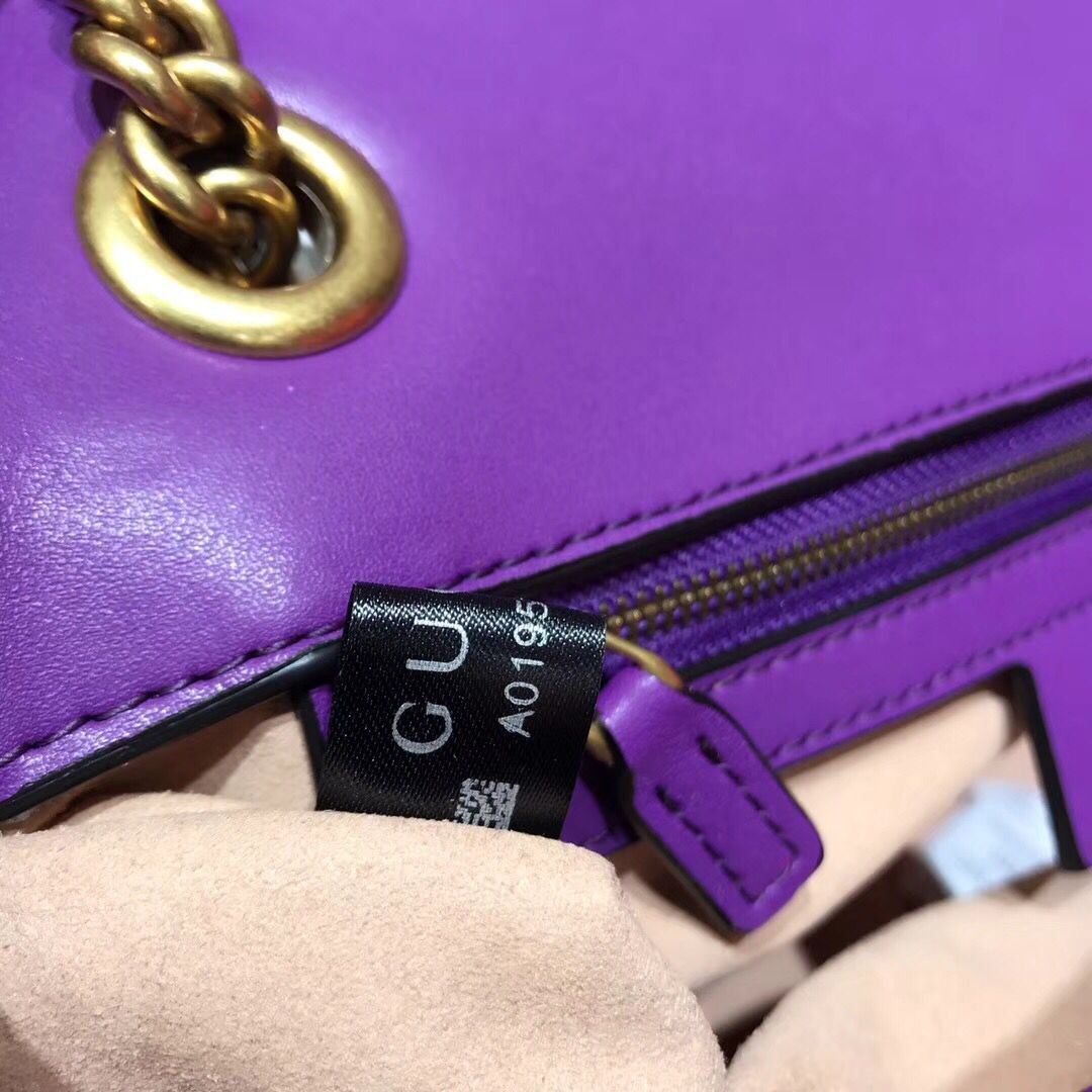 Gucci GG Marmont Sheenskin Shoulder Bag 443497A purple Gucci GG Marmont Sheenskin Shoulder Bag 443497A purple