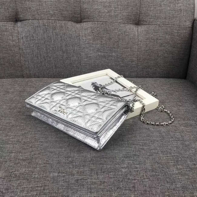 LADY DIOR CLUTCH CANNAGE LAMBSKIN S0204 Silver