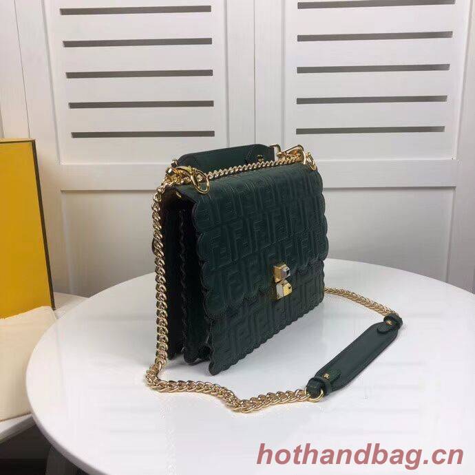Fendi KAN I F leather bag 8BF053 green Fendi KAN I F leather bag 8BF053 green