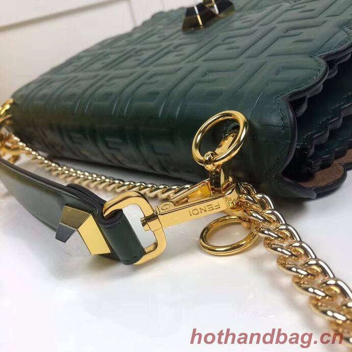 Fendi KAN I F leather bag 8BF053 green Fendi KAN I F leather bag 8BF053 green