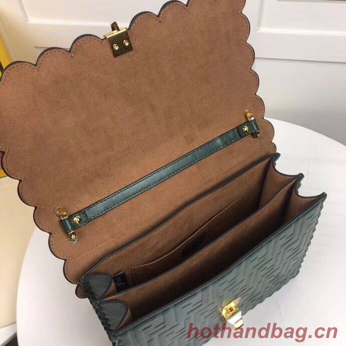 Fendi KAN I F leather bag 8BF053 green Fendi KAN I F leather bag 8BF053 green