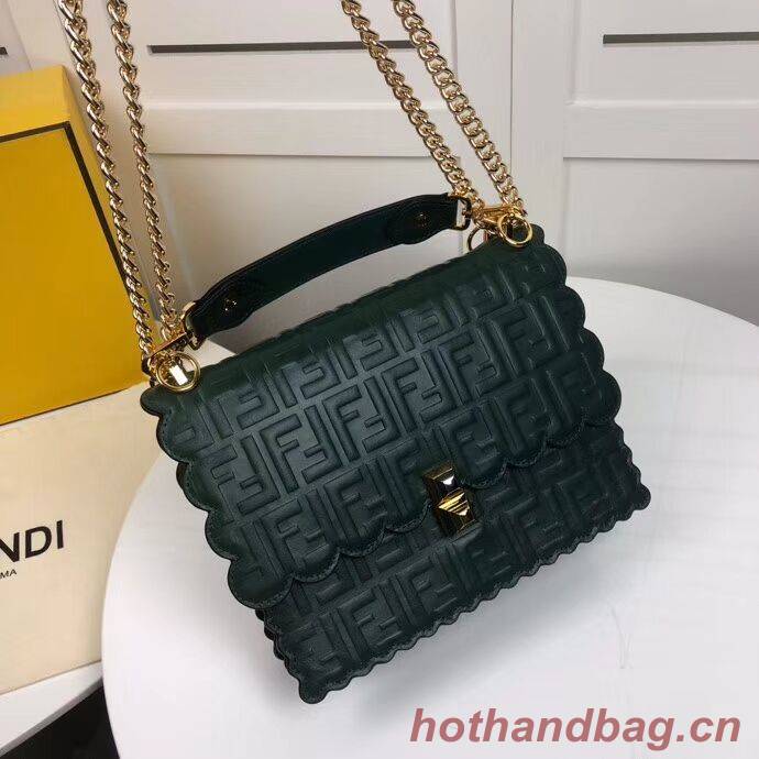 Fendi KAN I F leather bag 8BF053 green Fendi KAN I F leather bag 8BF053 green