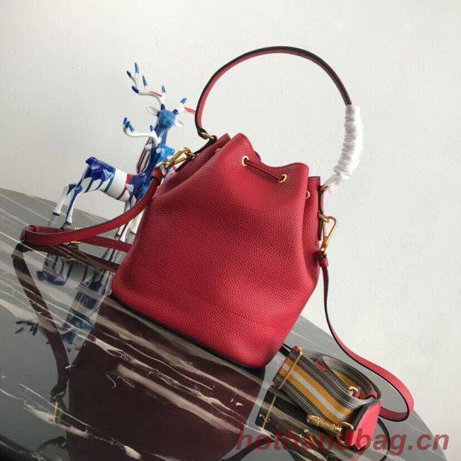 Prada Leather bucket bag 1BE018 red Prada Leather bucket bag 1BE018 red