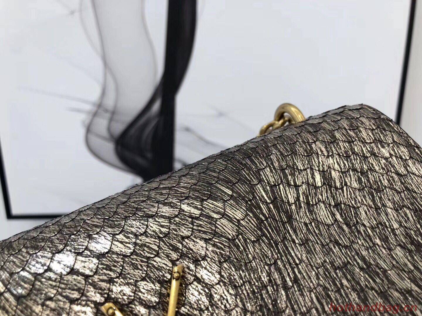 SAINT LAURENT Monogram Sunset medium Snake Leather cross-body Bag 442906 Gold SAINT LAURENT Monogram Sunset medium Snake Leather cross-body Bag 442906 Gold