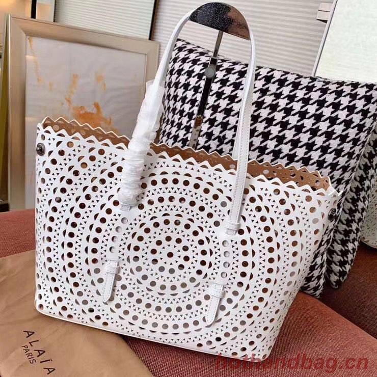 Alaia Openwork Original Leather Tote Bag A3658 White Alaia Openwork Original Leather Tote Bag A3658 White