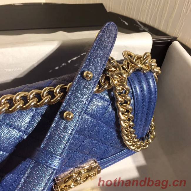 Boy Chanel Flap Shoulder Bag Original Leather Blue A67085 Gold Boy Chanel Flap Shoulder Bag Original Leather Blue A67085 Gold