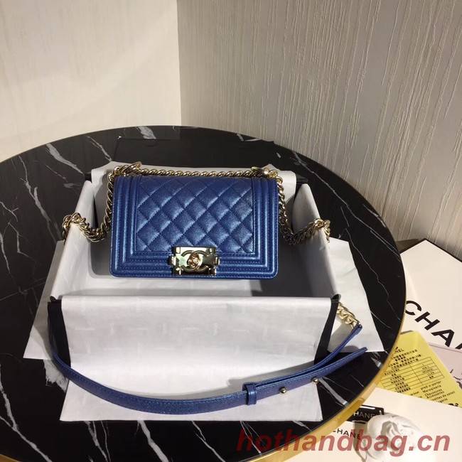 Boy Chanel Flap Shoulder Bag Original Leather Blue A67085 Gold Boy Chanel Flap Shoulder Bag Original Leather Blue A67085 Gold