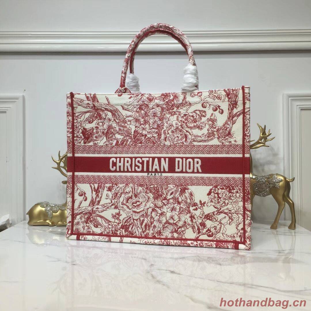 DIOR BOOK TOTE BAG IN EMBROIDERED CANVAS C1286 Pink DIOR BOOK TOTE BAG IN EMBROIDERED CANVAS C1286 Pink