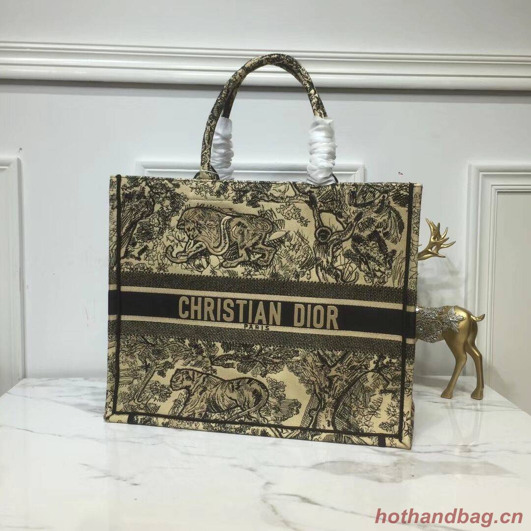 DIOR BOOK TOTE BAG IN EMBROIDERED CANVAS C1286 Yellow DIOR BOOK TOTE BAG IN EMBROIDERED CANVAS C1286 Yellow