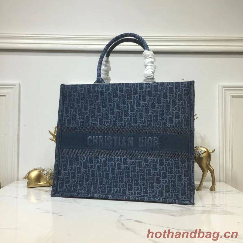 DIOR BOOK TOTE BAG IN EMBROIDERED CANVAS C1286 Blue DIOR BOOK TOTE BAG IN EMBROIDERED CANVAS C1286 Blue