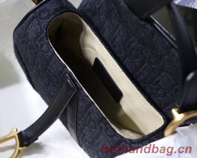 Dior SADDLE DENIM CANVAS BAG M928 denim black