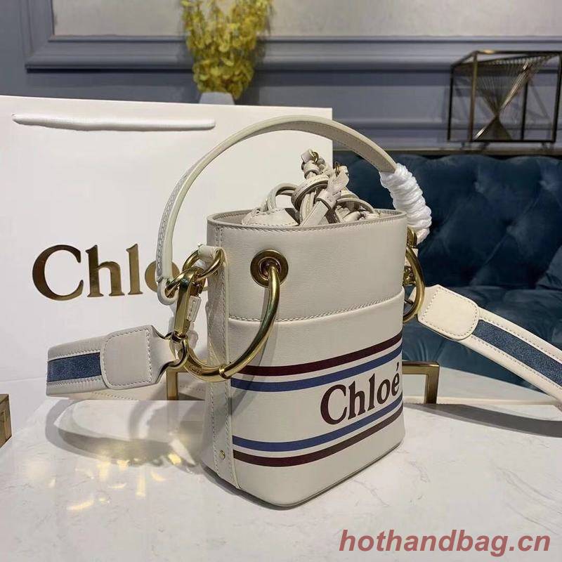 Chloe Roy Mini Smooth Leather Bucket Bag 3S508 White Chloe Roy Mini Smooth Leather Bucket Bag 3S508 White