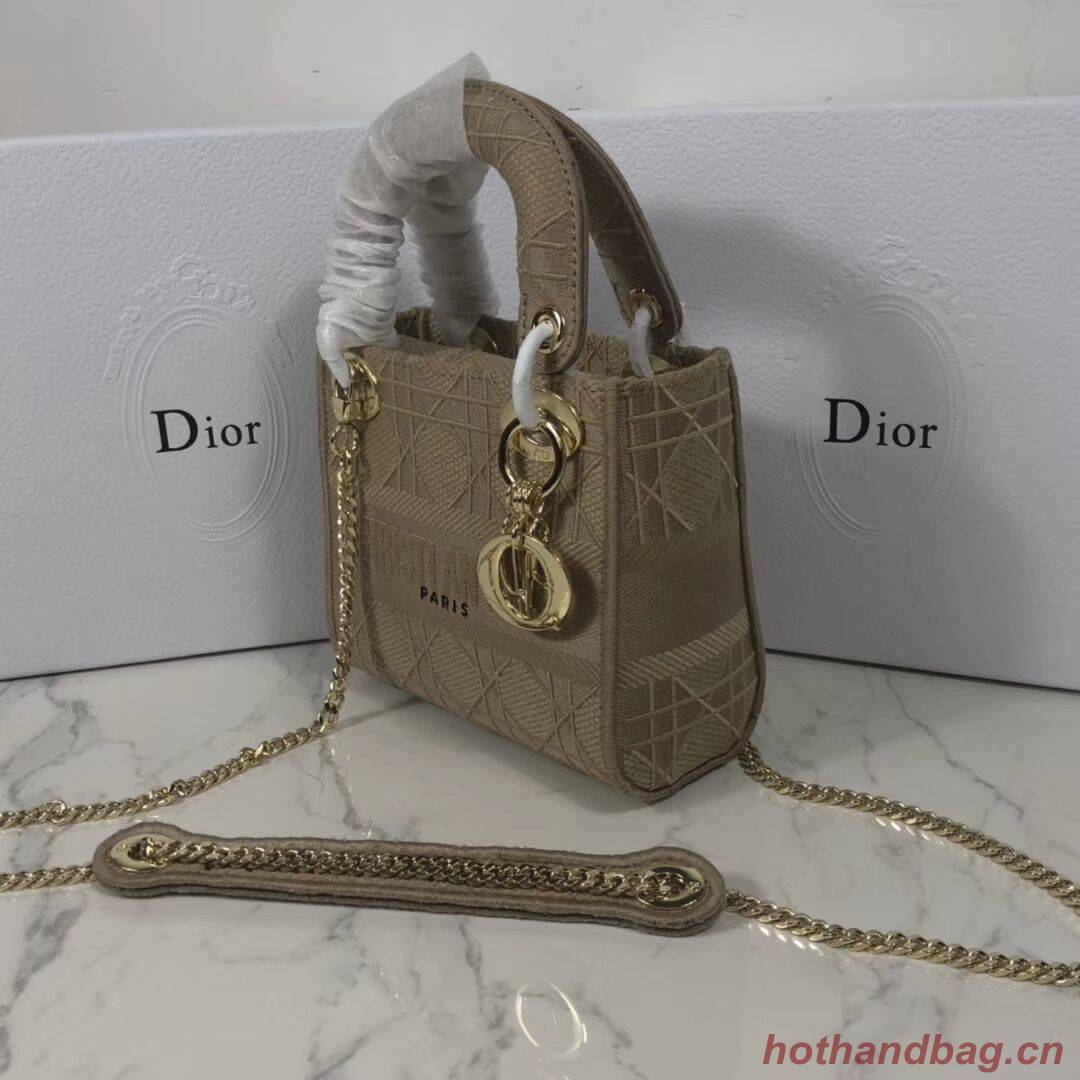 MINI LADY DIOR TOTE BAG IN EMBROIDERED CANVAS C4531 Nude MINI LADY DIOR TOTE BAG IN EMBROIDERED CANVAS C4531 Nude