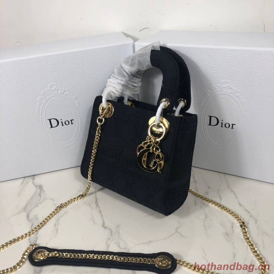 MINI LADY DIOR TOTE BAG IN EMBROIDERED CANVAS C4531 black MINI LADY DIOR TOTE BAG IN EMBROIDERED CANVAS C4531 black