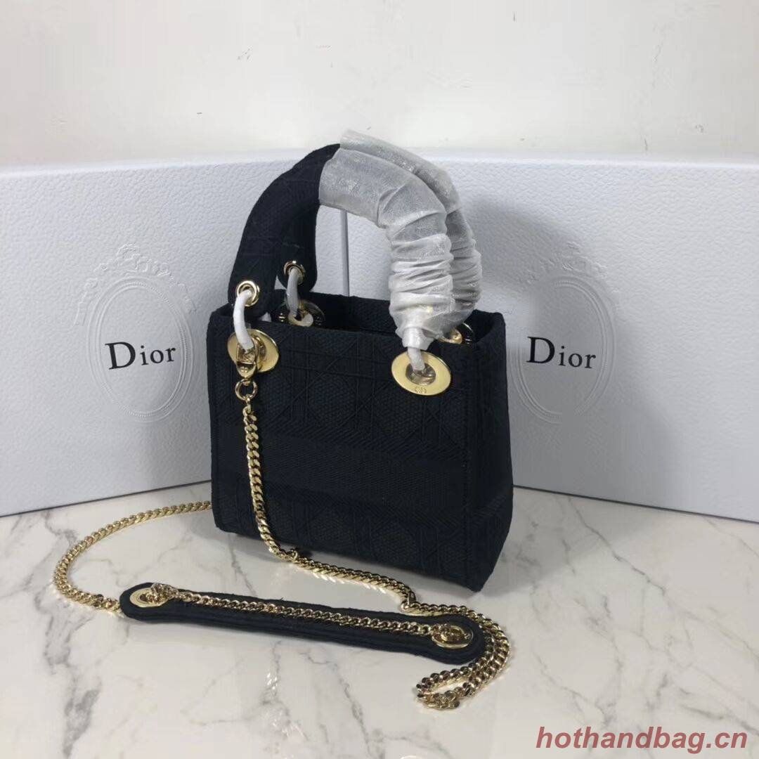 MINI LADY DIOR TOTE BAG IN EMBROIDERED CANVAS C4531 black MINI LADY DIOR TOTE BAG IN EMBROIDERED CANVAS C4531 black