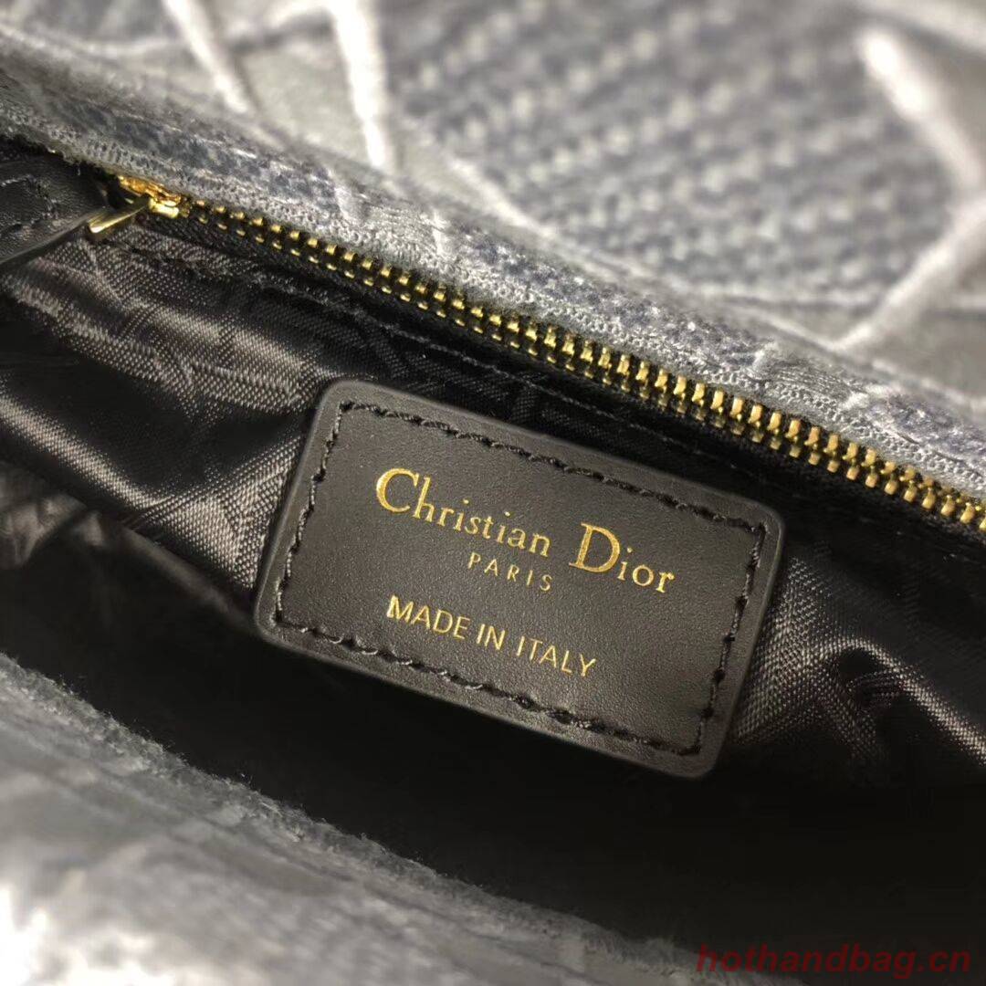 MINI LADY DIOR TOTE BAG IN EMBROIDERED CANVAS C4531 grey blue MINI LADY DIOR TOTE BAG IN EMBROIDERED CANVAS C4531 grey blue