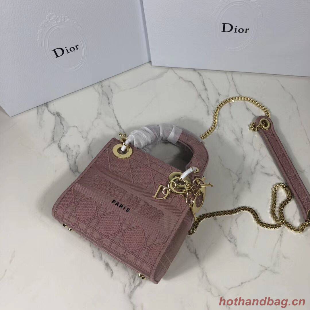 MINI LADY DIOR TOTE BAG IN EMBROIDERED CANVAS C4531 pink MINI LADY DIOR TOTE BAG IN EMBROIDERED CANVAS C4531 pink
