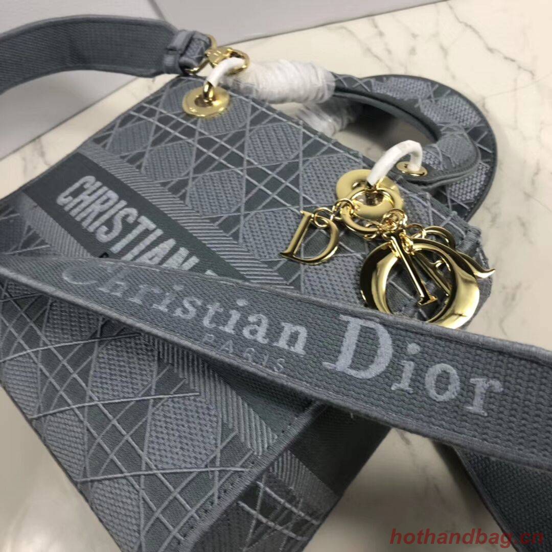 LADY DIOR TOTE BAG IN EMBROIDERED CANVAS C4532 grey blue LADY DIOR TOTE BAG IN EMBROIDERED CANVAS C4532 grey blue