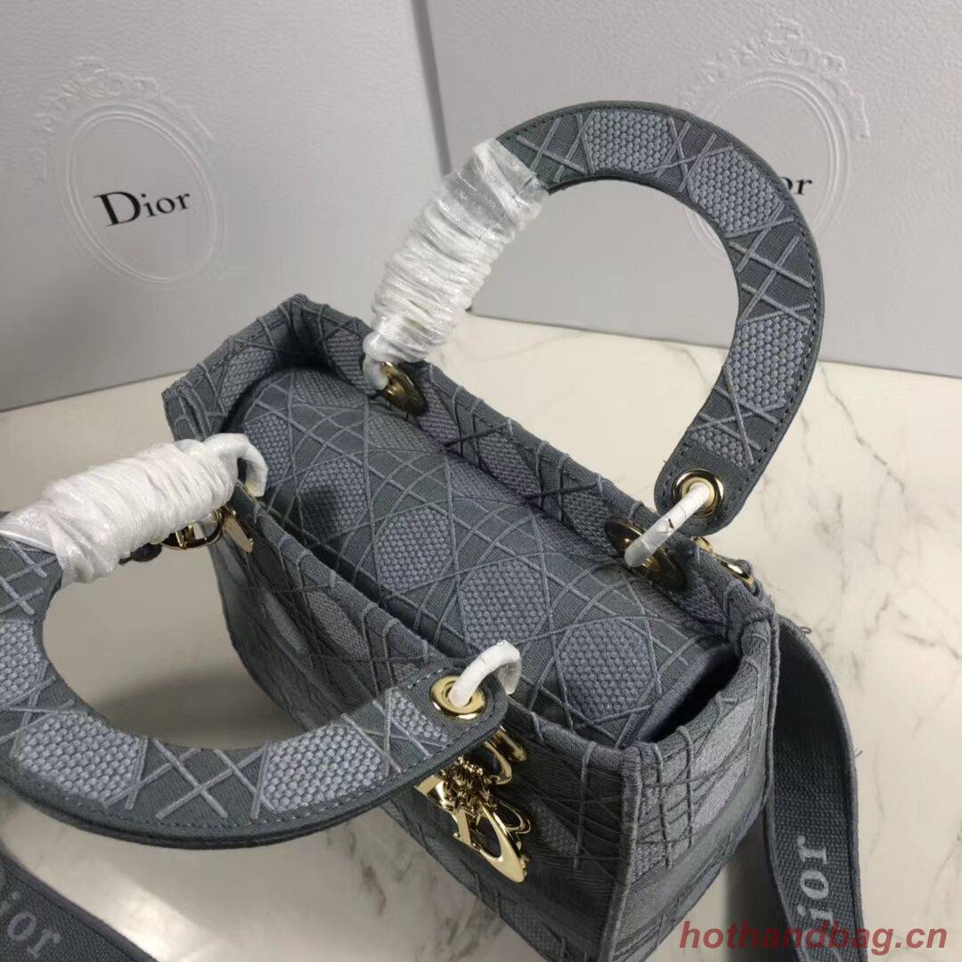 LADY DIOR TOTE BAG IN EMBROIDERED CANVAS C4532 grey blue LADY DIOR TOTE BAG IN EMBROIDERED CANVAS C4532 grey blue