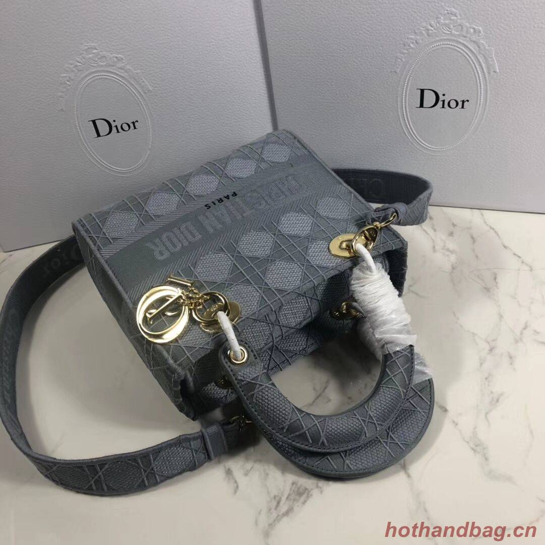 LADY DIOR TOTE BAG IN EMBROIDERED CANVAS C4532 grey blue LADY DIOR TOTE BAG IN EMBROIDERED CANVAS C4532 grey blue