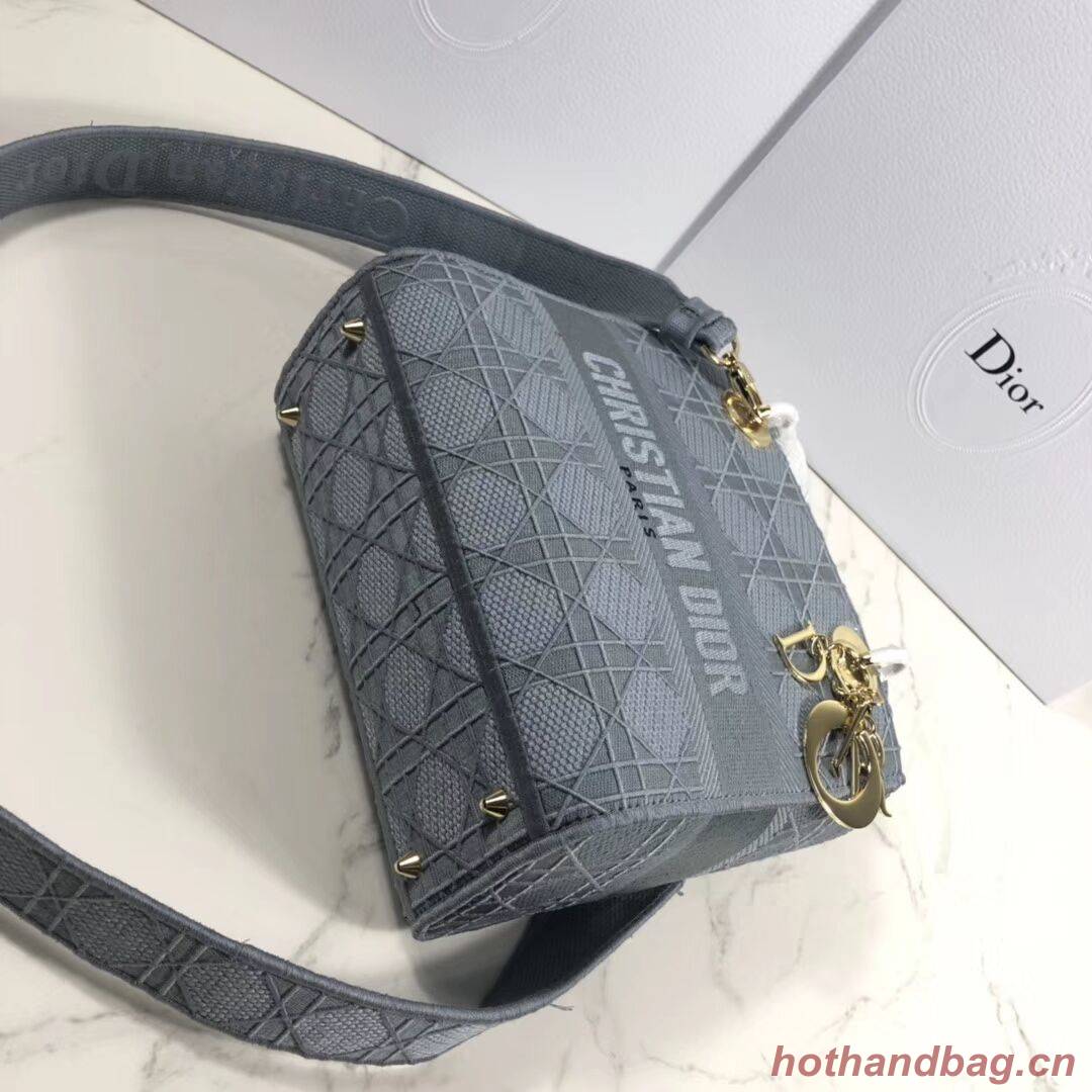 LADY DIOR TOTE BAG IN EMBROIDERED CANVAS C4532 grey blue LADY DIOR TOTE BAG IN EMBROIDERED CANVAS C4532 grey blue