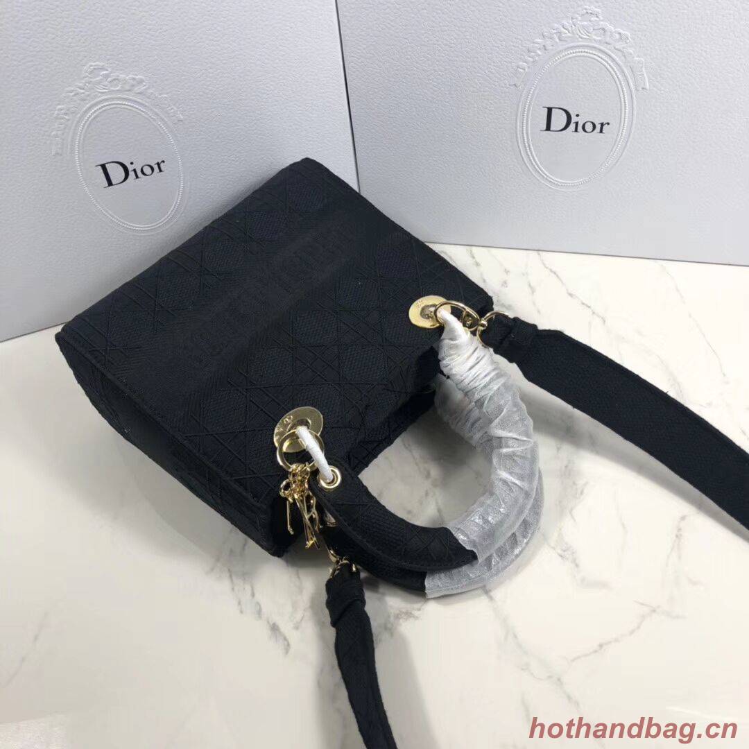 LADY DIOR TOTE BAG IN EMBROIDERED CANVAS C4532 black LADY DIOR TOTE BAG IN EMBROIDERED CANVAS C4532 black