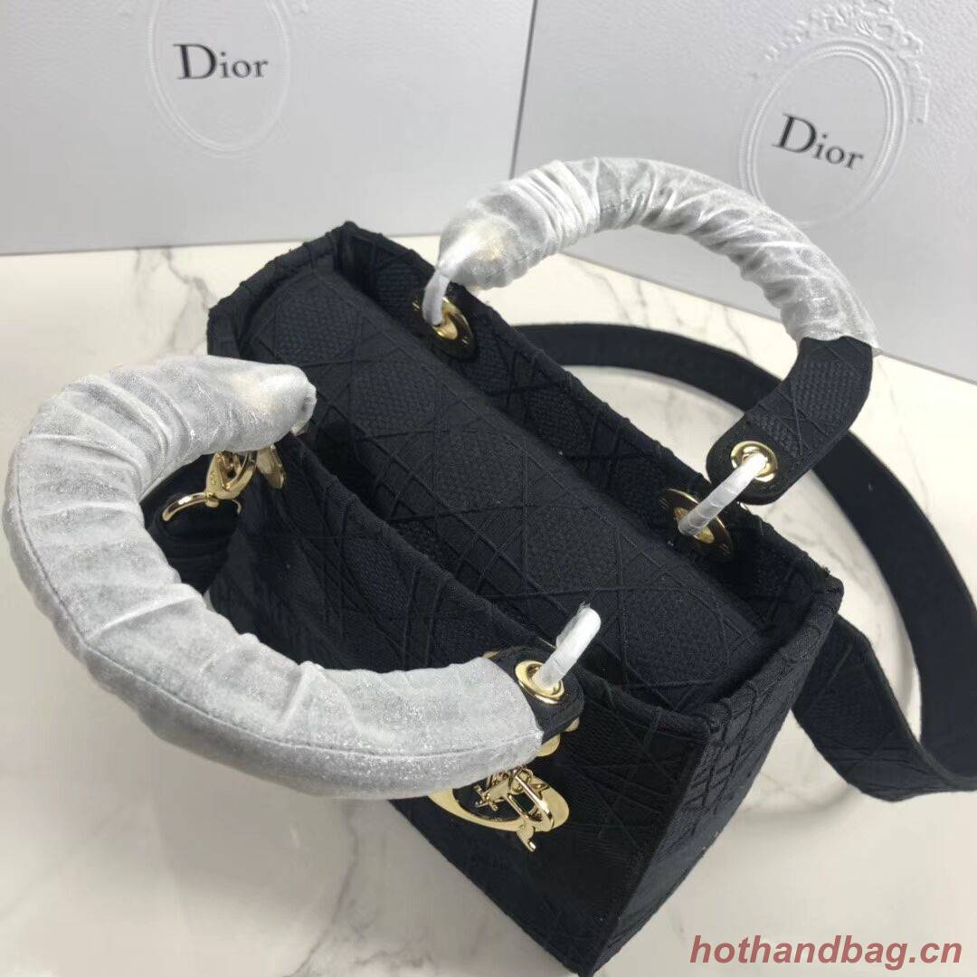 LADY DIOR TOTE BAG IN EMBROIDERED CANVAS C4532 black LADY DIOR TOTE BAG IN EMBROIDERED CANVAS C4532 black