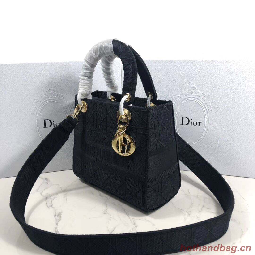 LADY DIOR TOTE BAG IN EMBROIDERED CANVAS C4532 black LADY DIOR TOTE BAG IN EMBROIDERED CANVAS C4532 black
