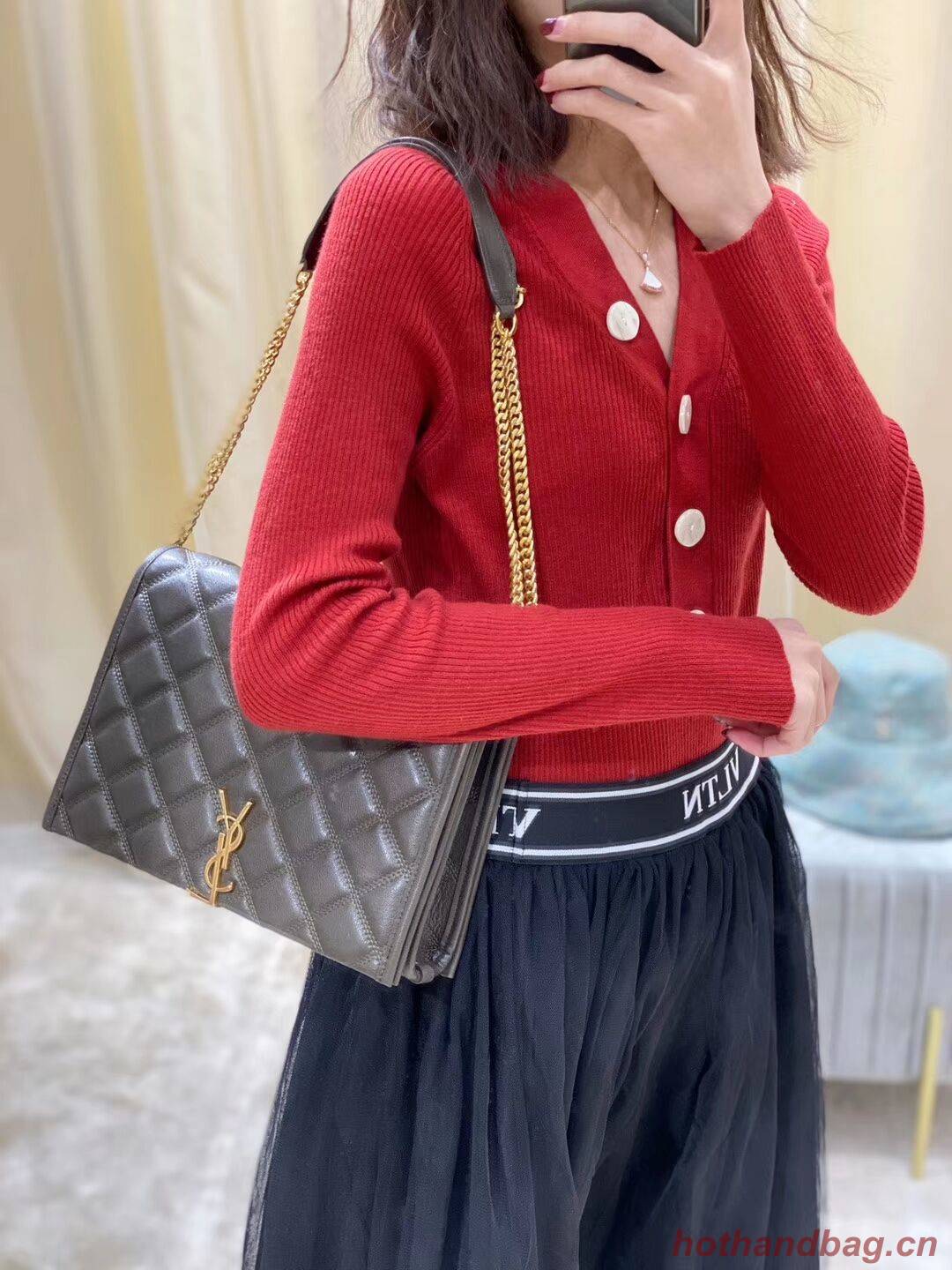 SAINT LAURENT leather shoulder bag Y579607 grey SAINT LAURENT leather shoulder bag Y579607 grey