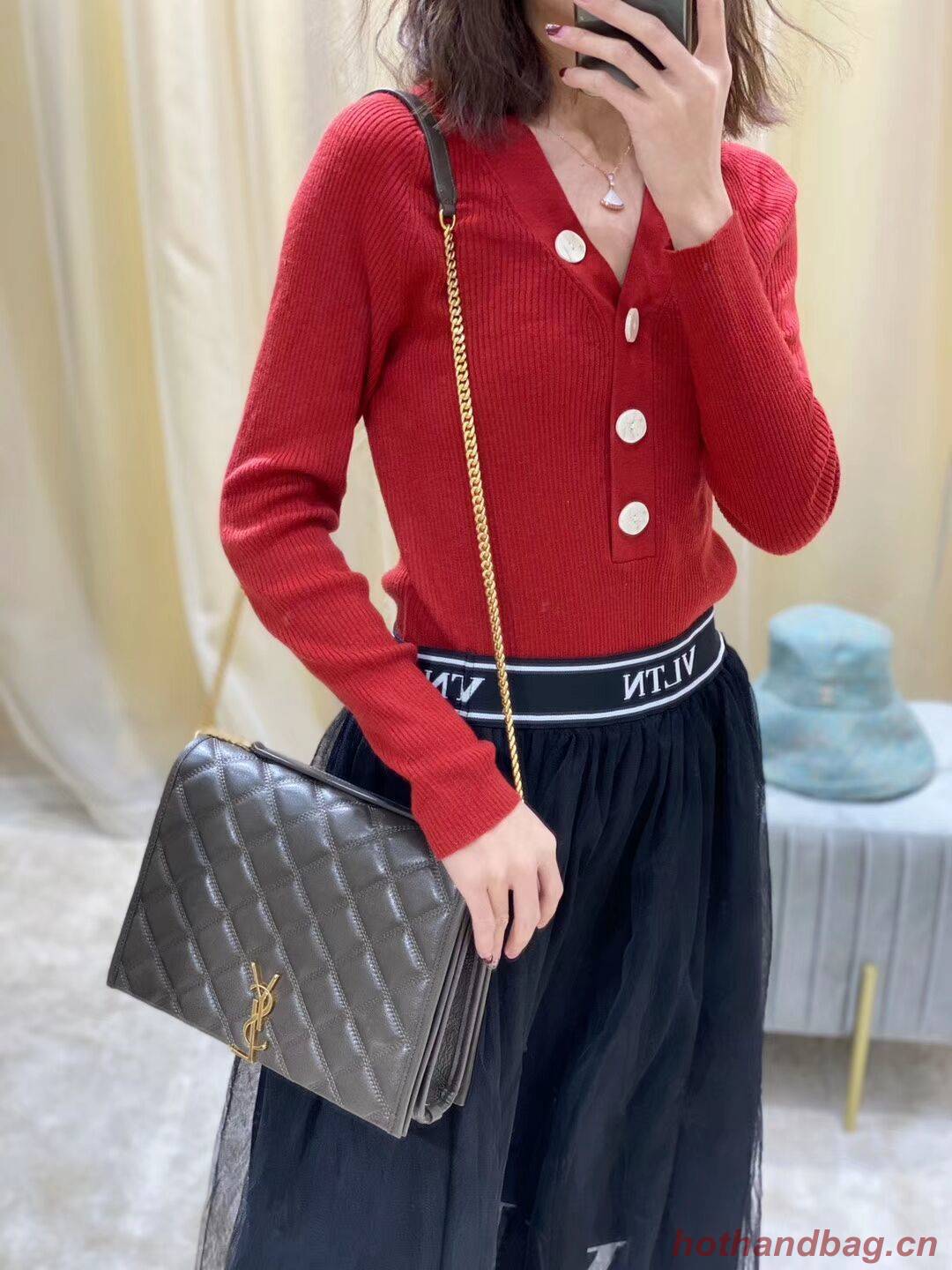 SAINT LAURENT leather shoulder bag Y579607 grey SAINT LAURENT leather shoulder bag Y579607 grey