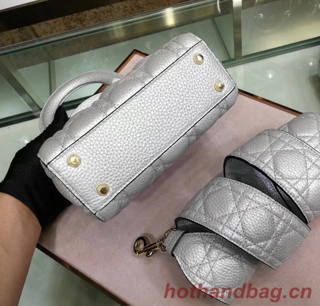 Dior MINI LADY DIOR CALFSKIN BAG M0573 Silvery white