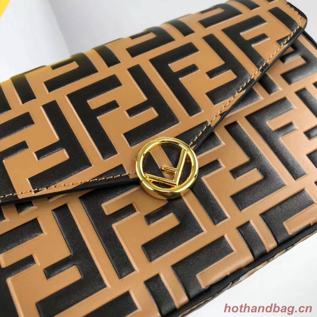 Fendi WALLET ON CHAIN WITH POUCHES leather mini-bag 8BS032 apricot Fendi WALLET ON CHAIN WITH POUCHES leather mini-bag 8BS032 apricot