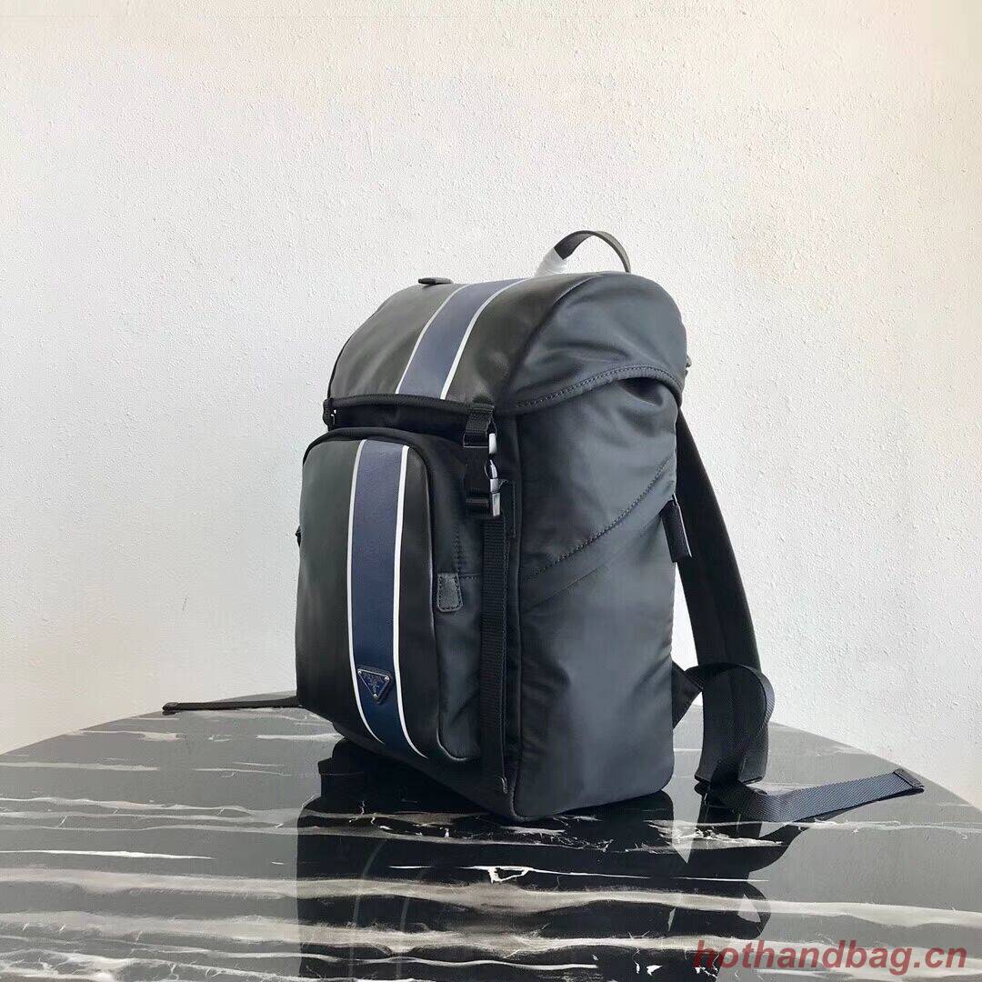 Prada Technical fabric and leather backpack 2VZ135 black&blue Prada Technical fabric and leather backpack 2VZ135 black&blue